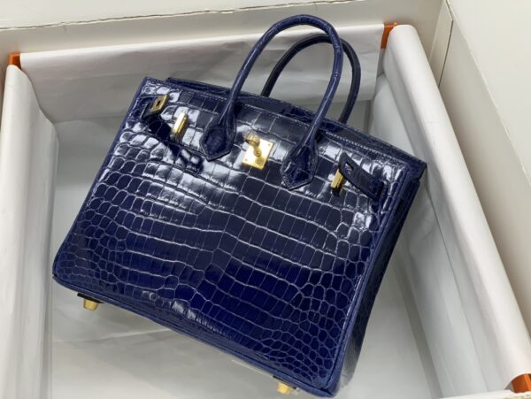 HERMES BIRKIN 30 CROCODILE GOLD-TONED HARDWARE DARK BLUE - Image 5