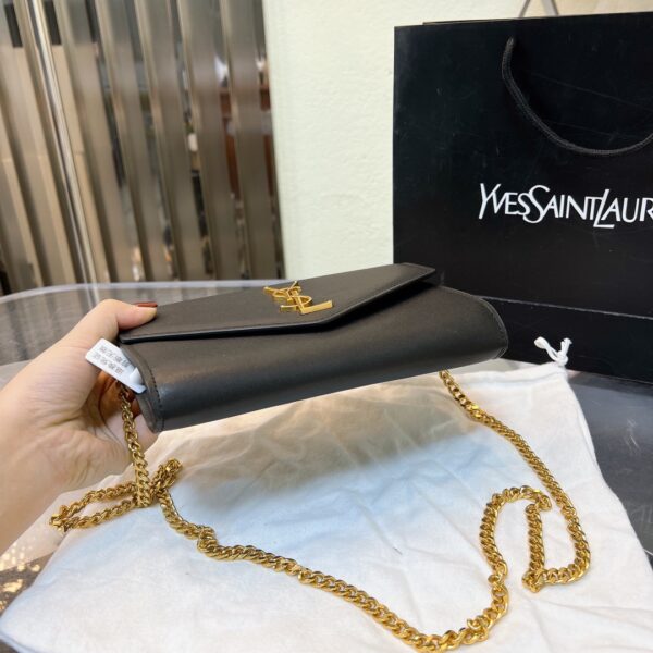 SAINT LAURENT UPTOWN CHAIN WALLET IN GRAIN DE POUDRE EMBOSSED BLACK 19CM 6077881GF0J1000 - Image 9