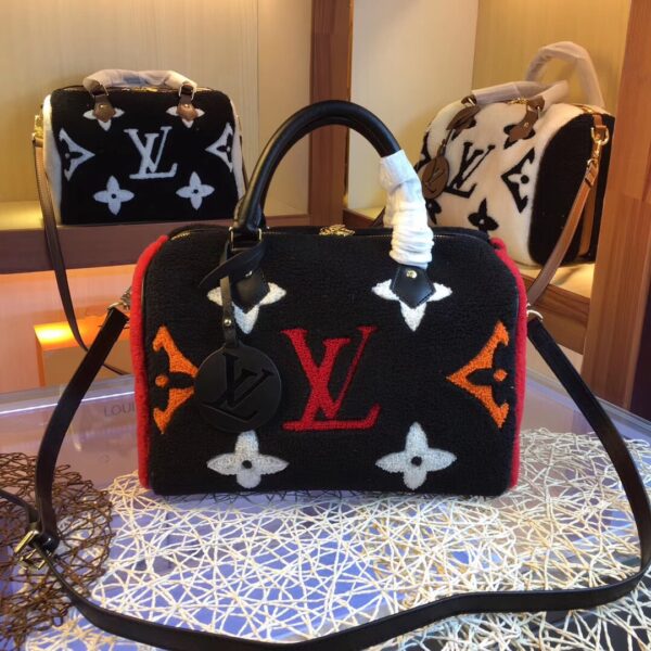 LOUIS VUITTON MONOGRAM TEDDY SPEEDY BANDOULIERE BLACK 30CM - Image 9