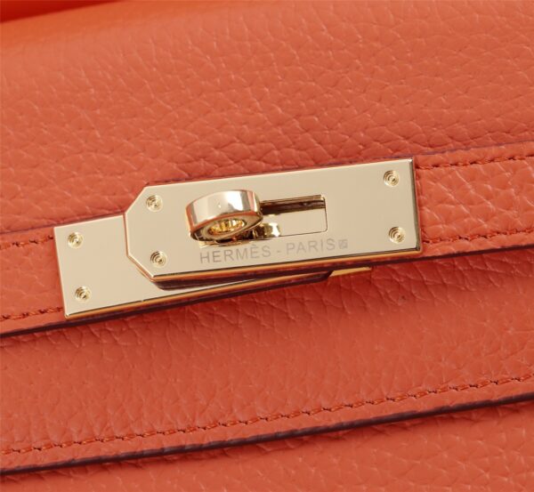 HERMES KELLY ORANGE SELLIER ROUGE EPSOM GOLD HARDWARE 25CM - Image 3