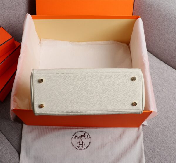 HERMES KELLY WHITE SELLIER ROUGE EPSOM GOLD HARDWARE 25CM - Image 5