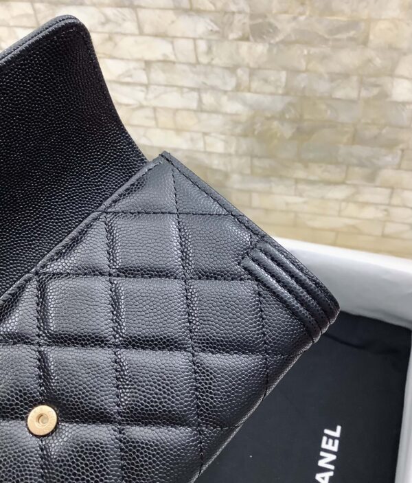 CHANEL BOY LONG FLAP BLACK GOLD WALLET A80286 Y07659 94305 - Image 6