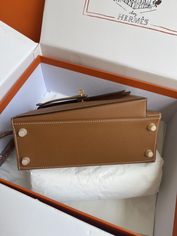 HERMES KELLY SELLIER EN DESORDRE EPSOM GOLD-TONED HARDWARE BROWN 25CM - Image 9