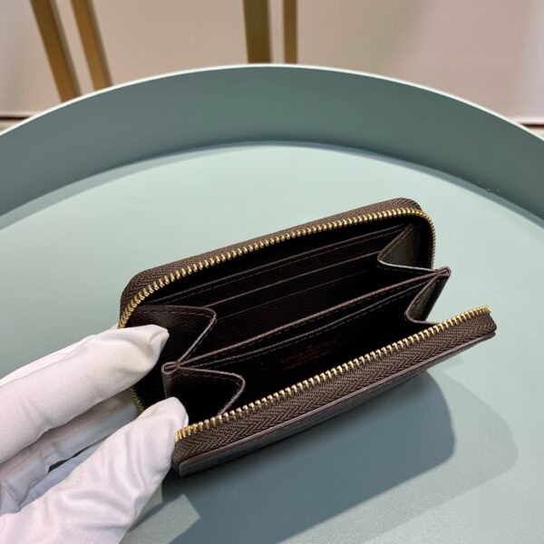 LOUIS VUITTON ZIPPY COIN PURSE DAMIER EBENE BROWN WALLET 11CM N63070 - Image 2