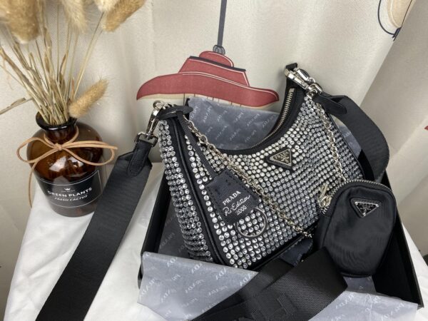 PRADA RE-EDITION 2005 SATIN BAG WITH CRYSTALS 1BH2042AWLF0T7OVV9L - Image 4