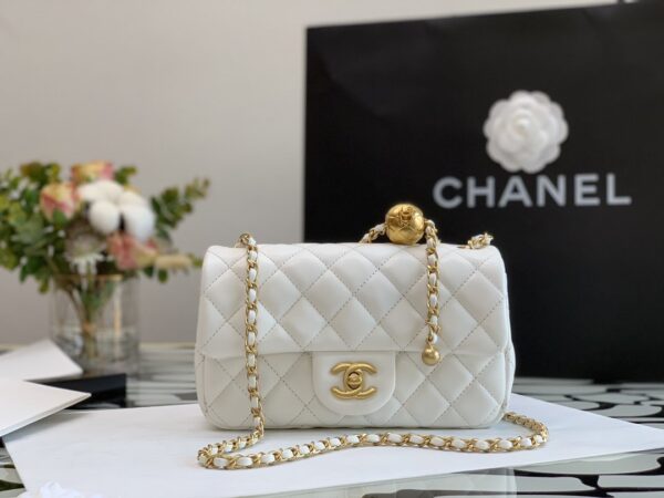 CHANEL QUILTED MINI CC RECTANGULAR FLAP BAG 20CM WHITE - Image 3