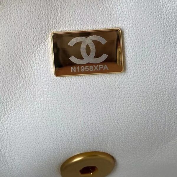 CHANEL MINI FLAP BAG WITH TOP HANDLE WHITE AS2431 - Image 6