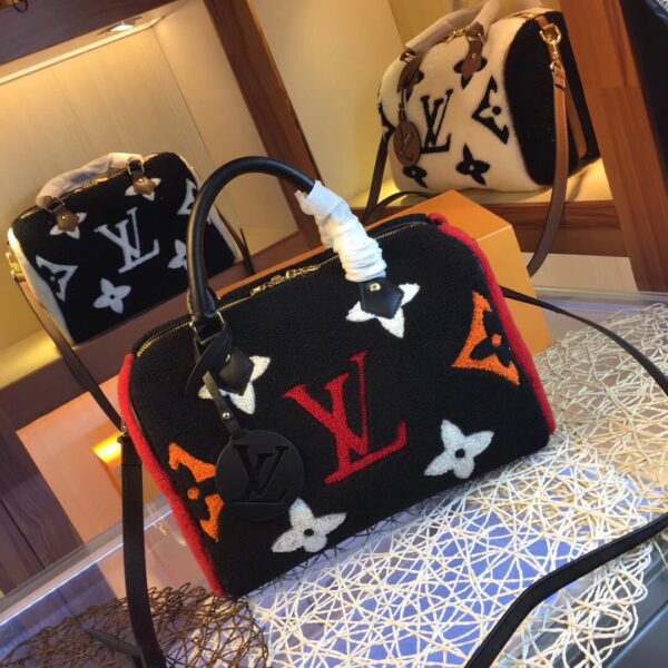 LOUIS VUITTON MONOGRAM TEDDY SPEEDY BANDOULIERE BLACK 30CM - Image 8