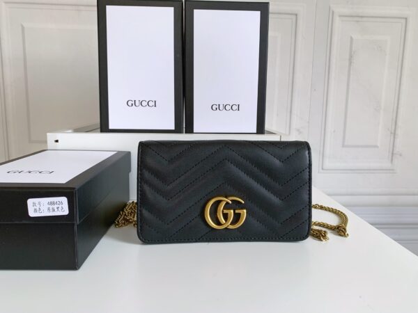 GUCCI WOMEN'S GG MARMONT MINI BAG BLACK 18CM  488426 DSVRT 1000 - Image 4