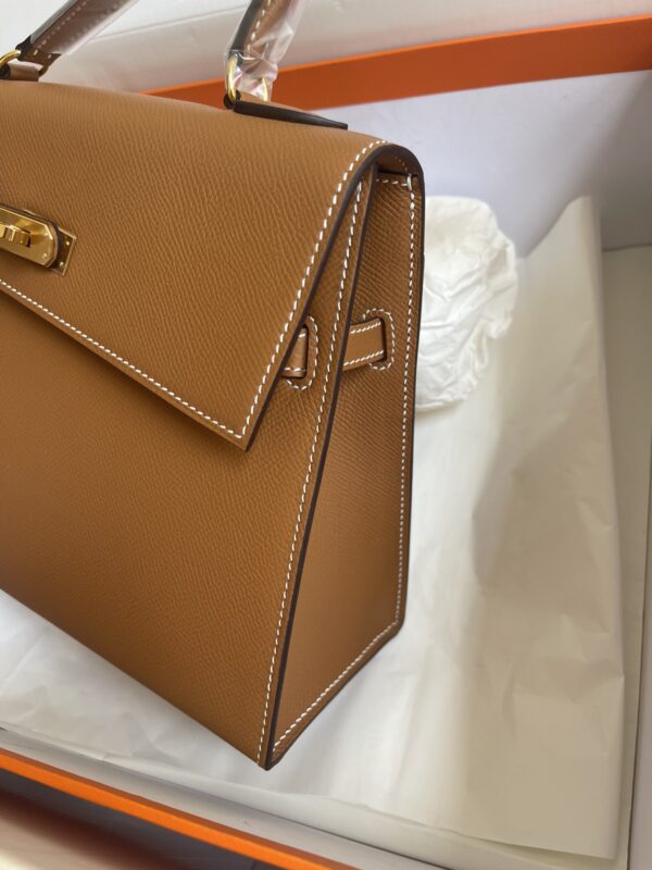 HERMES KELLY SELLIER EN DESORDRE EPSOM GOLD-TONED HARDWARE BROWN 25CM - Image 4