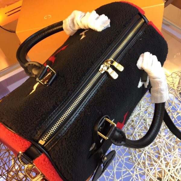 LOUIS VUITTON MONOGRAM TEDDY SPEEDY BANDOULIERE BLACK 30CM - Image 7