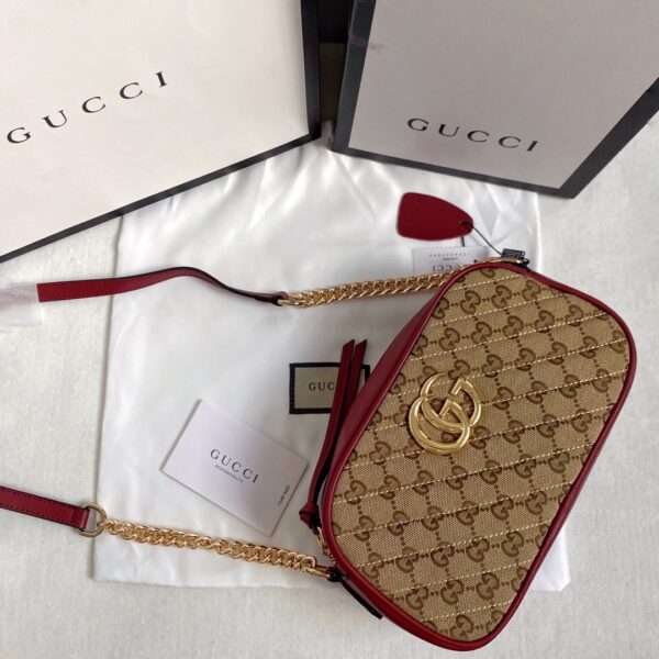 GUCCI MARMONT SMALL SHOULDER BAG RED BEIGE 24CM - Image 5