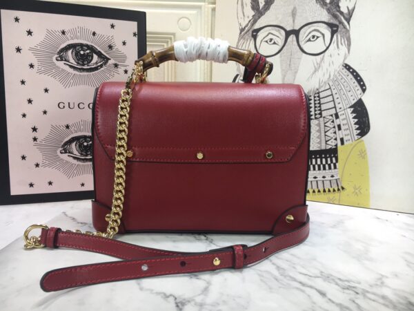 GUCCI WOMEN'S RED PADLOCK SMALL BAMBOO SHOULDER BAG 24CM - Image 6