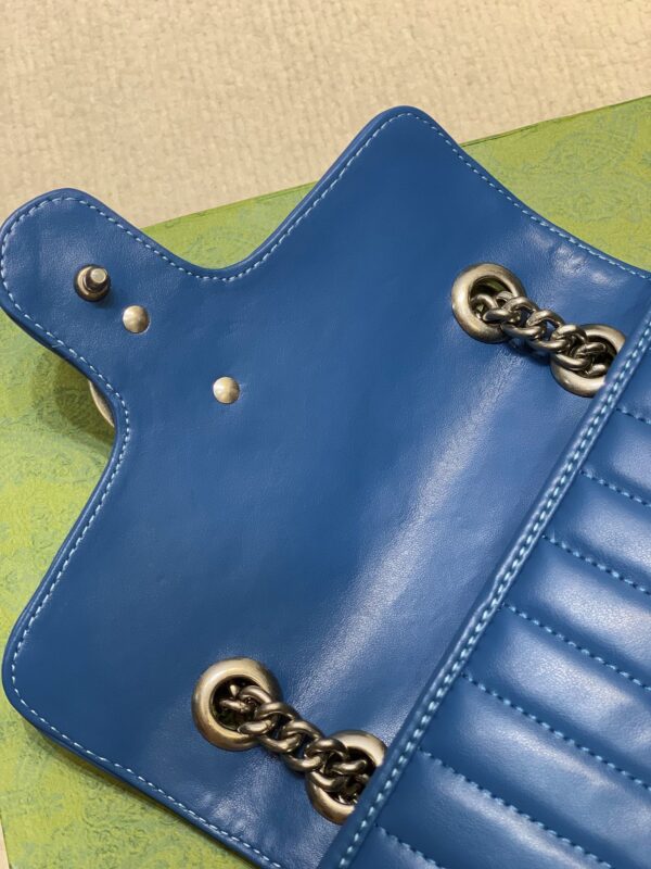 GUCCI GG MARMONT MINI SHOULDER BAG BLUE 23CM  ?443497 UM8AF 4340 - Image 8