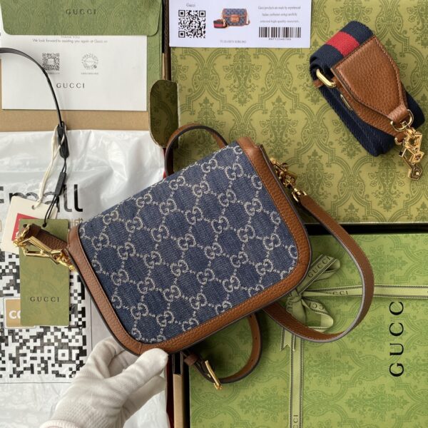 GUCCI HORSEBIT 1955 MINI BAG DARK BLUE AND IVORY ECO 658574 2KQPG 8391 - Image 8