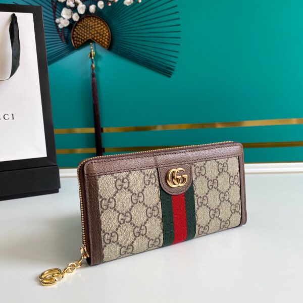 GUCCI OPHIDIA ZIP AROUND WALLET 19.5CM BROWN 523154 96IWG 8745 - Image 6