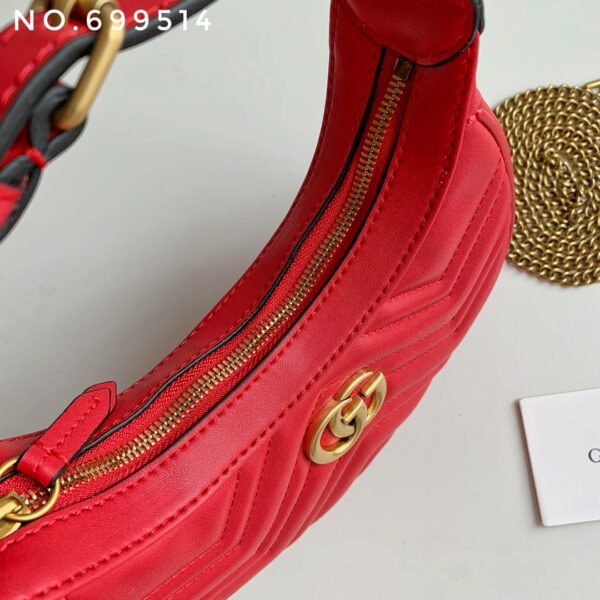 GUCCI MARMONT HALF MOON SHAPED MINI BAG RED 21CM - Image 3