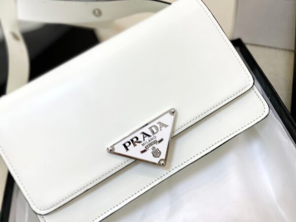 PRADA EMBLÈME BRUSHED-LEATHER BAG WHITE 1BD321_ZO6_F0PG7_V_OTO - Image 5