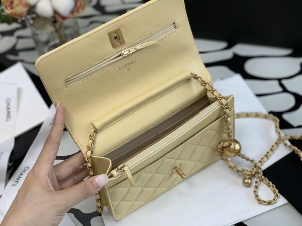 CHANEL SMALL FLAP ON CHAIN LIGHT YELLOW 19CM - Image 7
