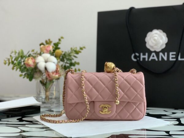 CHANEL QUILTED MINI CC RECTANGULAR FLAP BAG 20CM PINK - Image 5