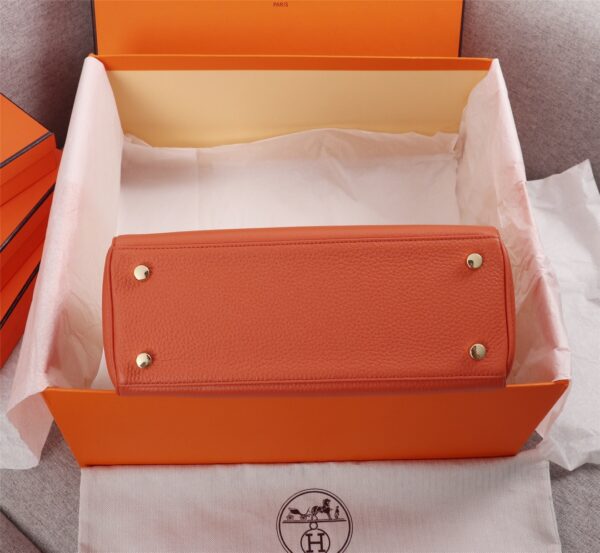 HERMES KELLY ORANGE SELLIER ROUGE EPSOM GOLD HARDWARE 25CM - Image 6