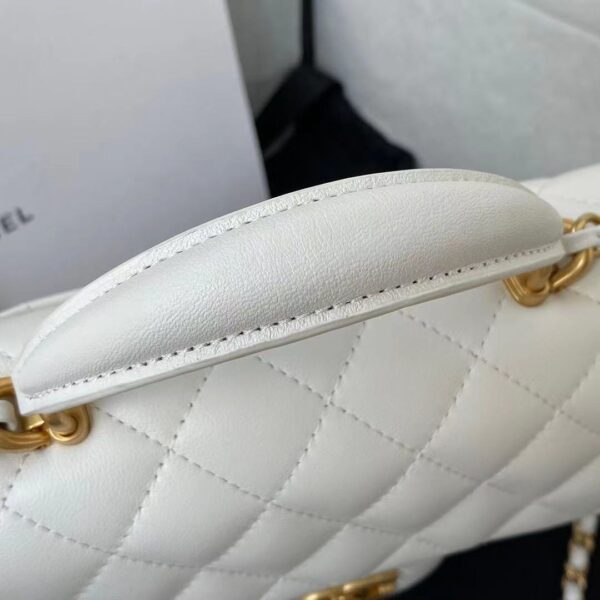 CHANEL MINI FLAP BAG WITH TOP HANDLE WHITE AS2431 - Image 4