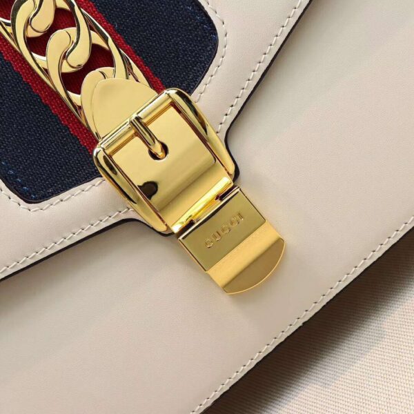 GUCCI SYLVIE LEATHER MINI CHAIN BAG WHITE 25.5CM - Image 7