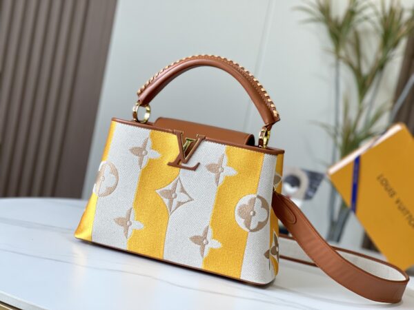 LOUIS VUITTON CAPUCINES BB HANDBAG YELLOW 27CM - Image 5