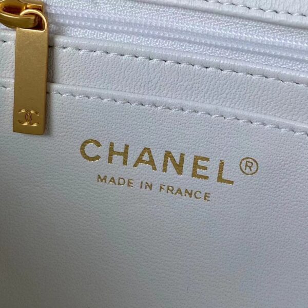 CHANEL MINI FLAP BAG WITH TOP HANDLE WHITE AS2431 - Image 7