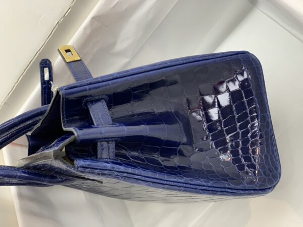 HERMES BIRKIN 30 CROCODILE GOLD-TONED HARDWARE DARK BLUE - Image 8