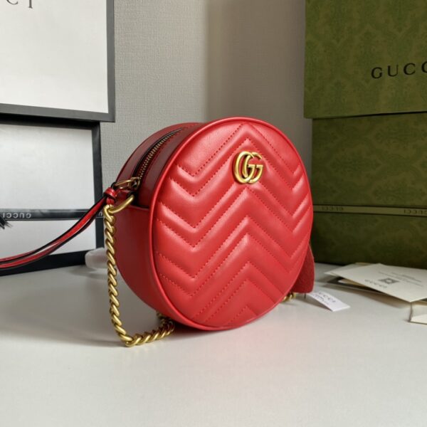 GUCCI MARMONT MINI ROUND SHOULDER BAG RED 550154 0OLET 6438 - Image 8