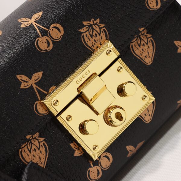 GUCCI PADLOCK SMALL BERRY SHOULDER BLACK LEATHER 20CM 409487 1T5ZG 1170 - Image 4