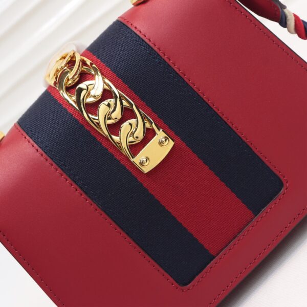 GUCCI LADIES SYLVIE LEATHER MINI BAG IN RED 20CM - Image 6