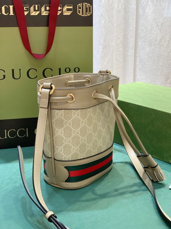 GUCCI OPHIDIA GG MINI BUCKET BAG WHITE 18CM 550620 UULEG 9682 - Image 6