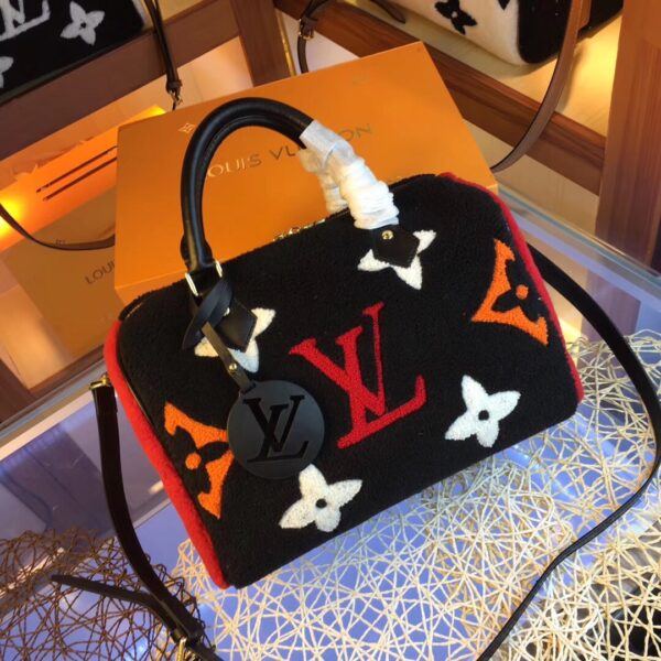 LOUIS VUITTON MONOGRAM TEDDY SPEEDY BANDOULIERE BLACK 30CM - Image 6