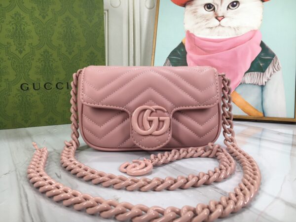 GUCCI WOMEN'S NATURAL GG MARMONT LEATHER BAG LIGHT PINK 16.5CM 699757 UM8KV 5909 - Image 5