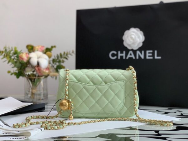 CHANEL QUILTED MINI CC RECTANGULAR FLAP BAG 20CM GREEN - Image 9