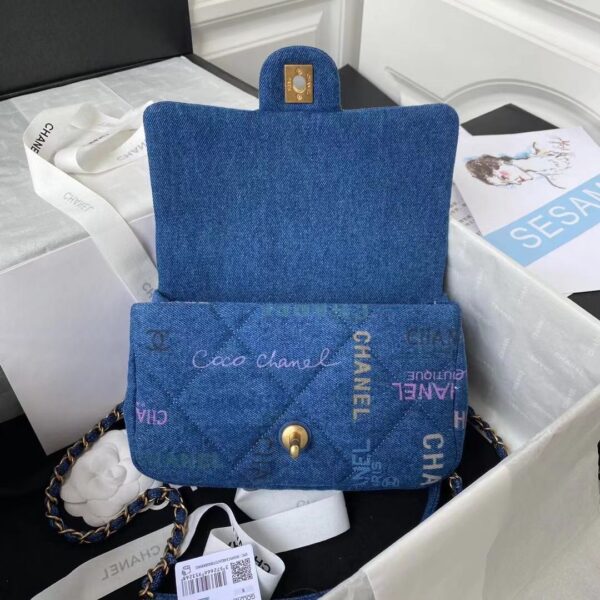 CHANEL SMALL FLAP BAG BLUE & MULTICOLOR AS3134 - Image 4