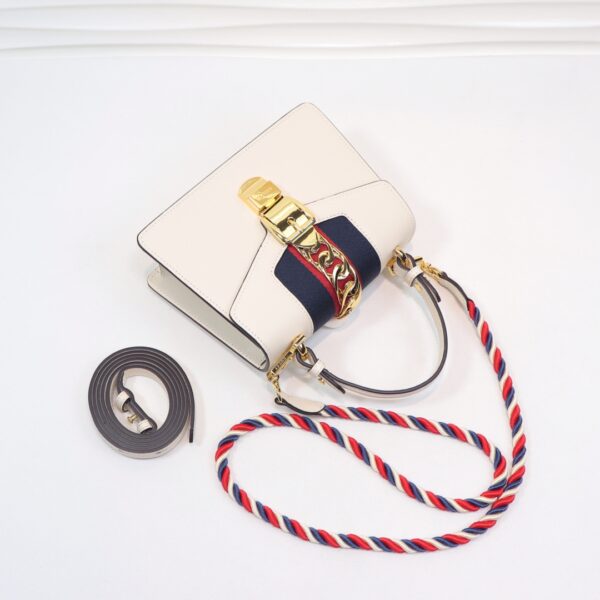 GUCCI LADIES SYLVIE LEATHER MINI BAG IN WHITE 20CM - Image 6