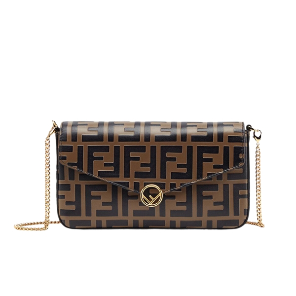FENDI WALLET ON CHAIN WITH POUCHES BROWN 8BS032AAFMF13VK