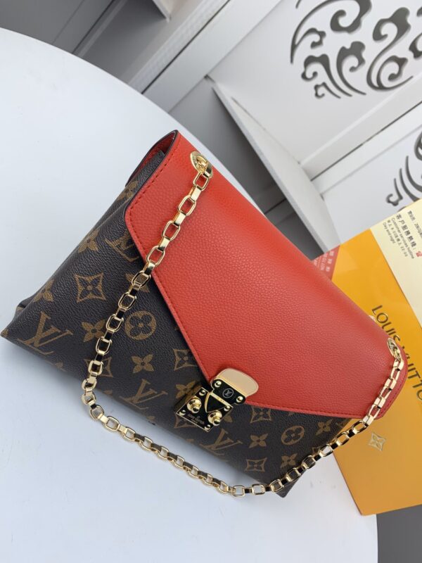LOUIS VUITTON PALLAS CHAIN CANVAS MONOGRAM SHOULDER BAG RED - Image 8