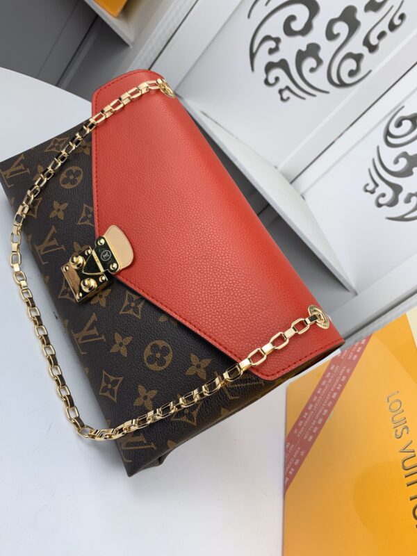 LOUIS VUITTON PALLAS CHAIN CANVAS MONOGRAM SHOULDER BAG RED - Image 7