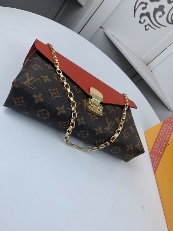 LOUIS VUITTON PALLAS CHAIN CANVAS MONOGRAM SHOULDER BAG RED - Image 6