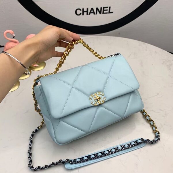 CHANEL 19 HANDBAG SKY BLUE 26CM AS1160 - Image 2