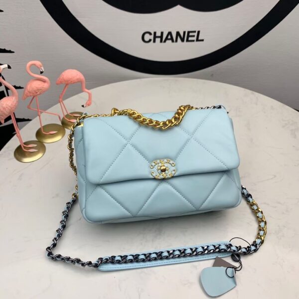 CHANEL 19 HANDBAG SKY BLUE 26CM AS1160 - Image 3