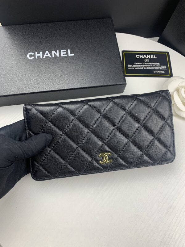CHANEL BLACK QUILTED CLASSIC LONG FLAP WALLET 19.5CM - Image 3