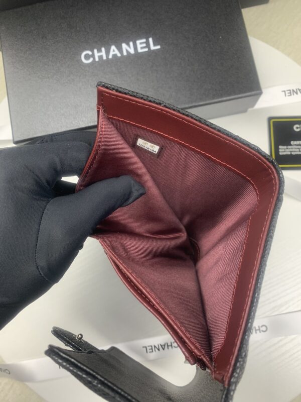 CHANEL CLASSIC CARD HOLDER CAVIAR LEATHER BLACK WITH SILVER HARDWARE 15CM - Image 6