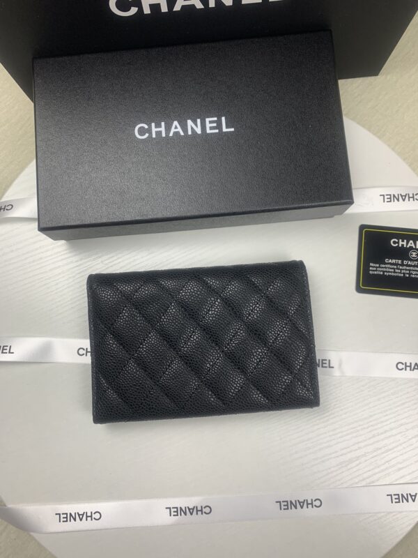 CHANEL CLASSIC CARD HOLDER CAVIAR LEATHER BLACK WITH SILVER HARDWARE 15CM - Image 5