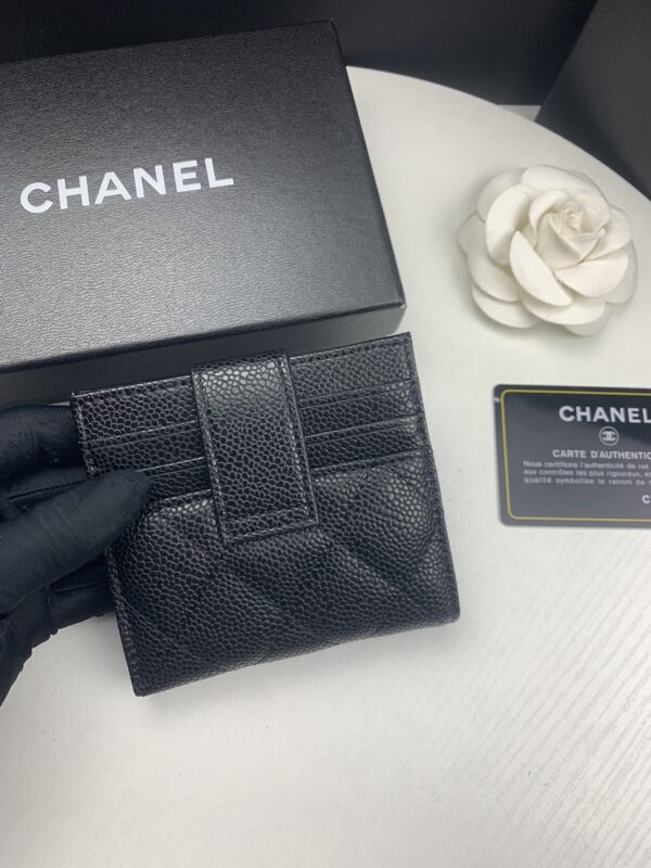 CHANEL CARD HOLDER BLACK WITH GOLD HARDWARE 12CM - Image 2