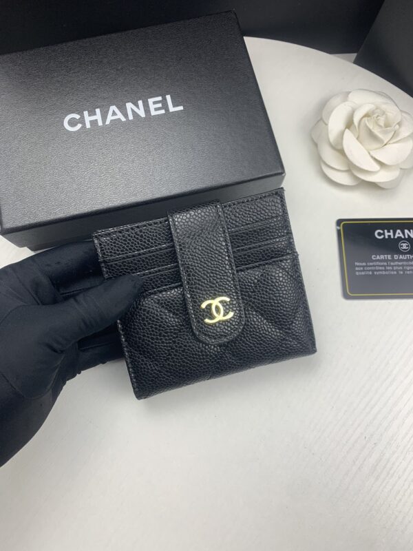 CHANEL CARD HOLDER BLACK WITH GOLD HARDWARE 12CM - Image 3